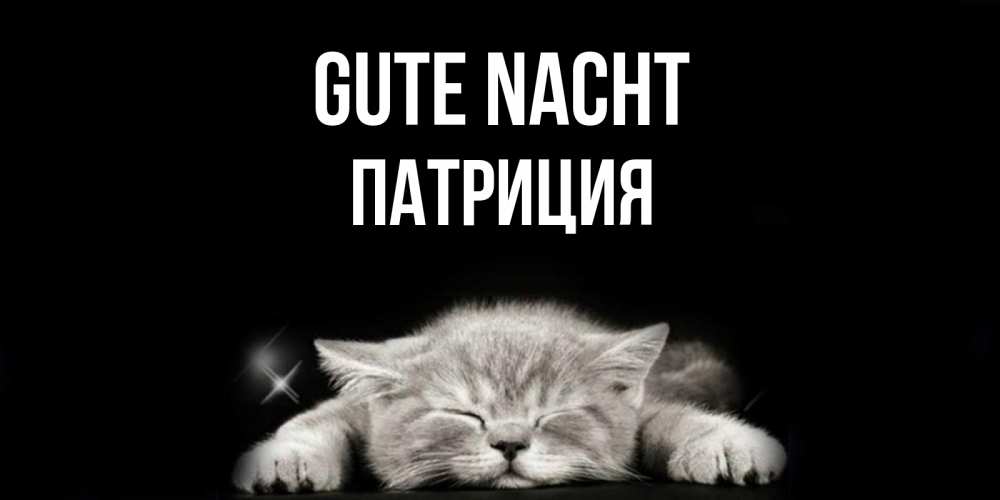Открытка на каждый день с именем, Патриция Gute Nacht спящий котик Прикольная открытка с пожеланием онлайн скачать бесплатно 