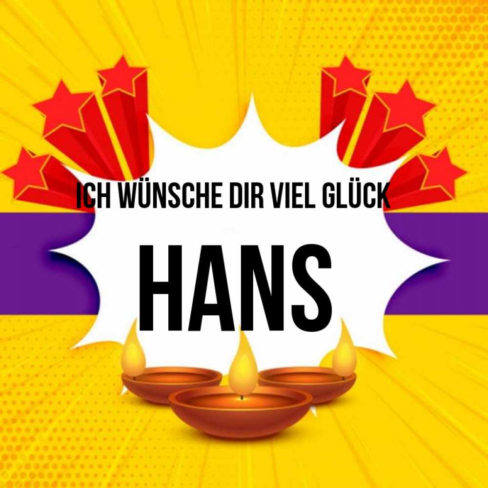 Открытка на каждый день с именем, Hans Ich wünsche dir viel Glück векторное изображение Прикольная открытка с пожеланием онлайн скачать бесплатно 