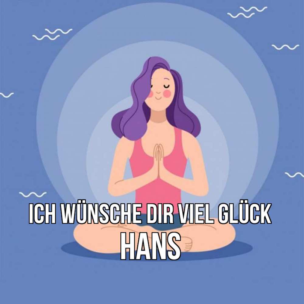 Открытка на каждый день с именем, Hans Ich wünsche dir viel Glück девушка с фиолетовыми волосами Прикольная открытка с пожеланием онлайн скачать бесплатно 
