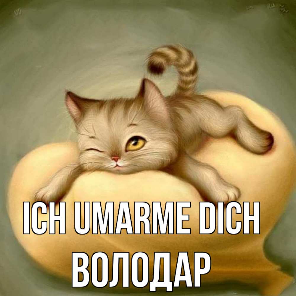 Открытка на каждый день с именем, Володар Ich umarme dich кошечка Прикольная открытка с пожеланием онлайн скачать бесплатно 