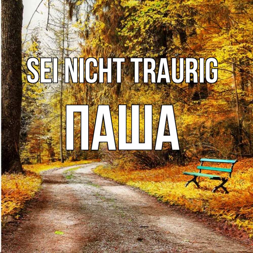 Открытка на каждый день с именем, Паша Sei nicht traurig зеленая лавочка Прикольная открытка с пожеланием онлайн скачать бесплатно 