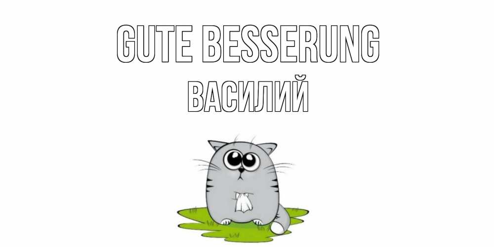 Открытка на каждый день с именем, Василий Gute Besserung кот и открытки про выздоровление Прикольная открытка с пожеланием онлайн скачать бесплатно 
