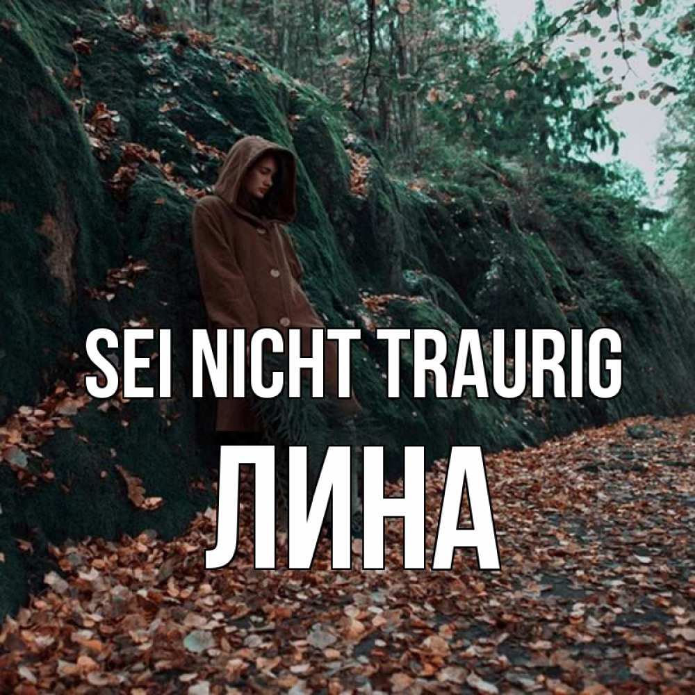 Открытка на каждый день с именем, Лина Sei nicht traurig осенний лес Прикольная открытка с пожеланием онлайн скачать бесплатно 