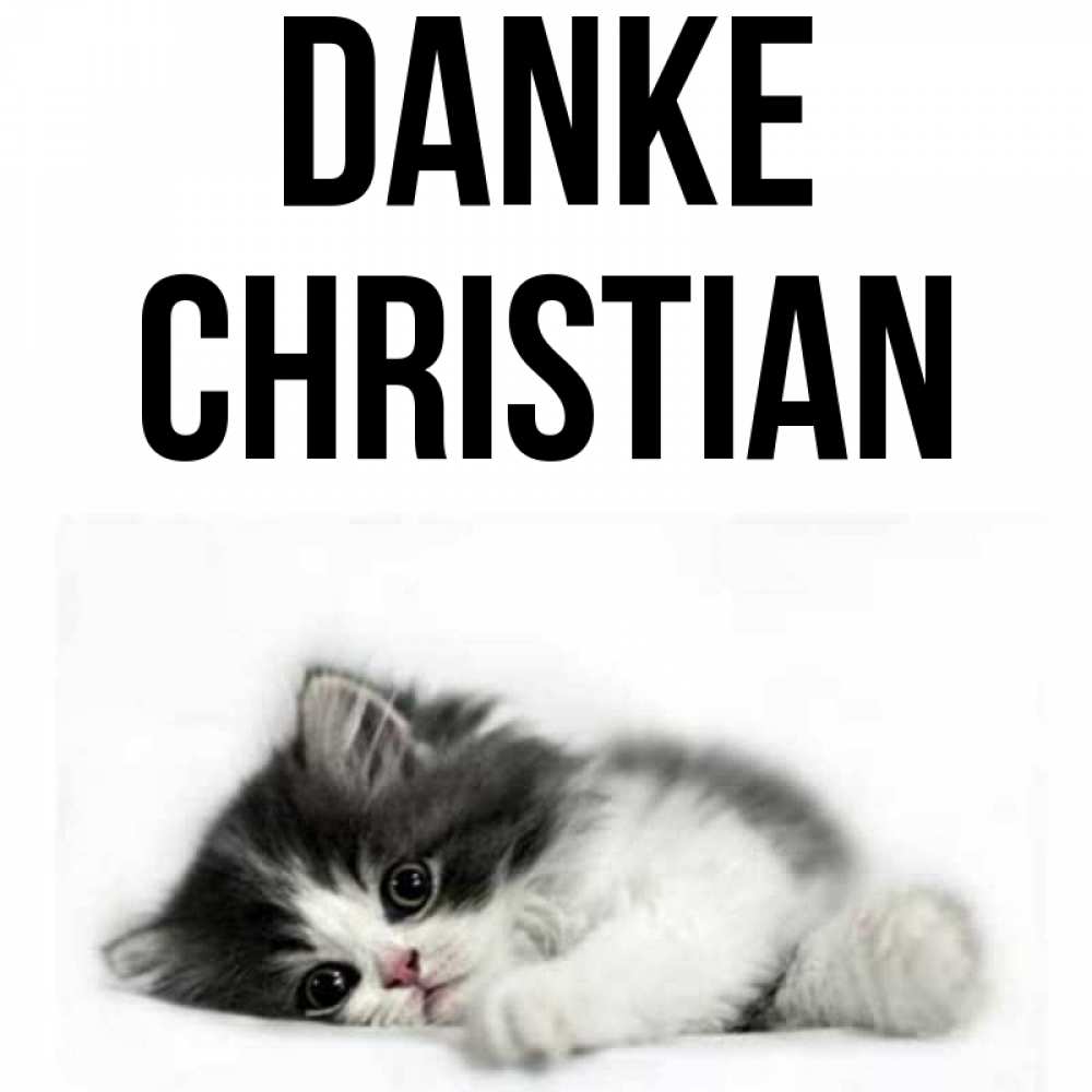 Открытка на каждый день с именем, Christian Danke черный и белый кот Прикольная открытка с пожеланием онлайн скачать бесплатно 