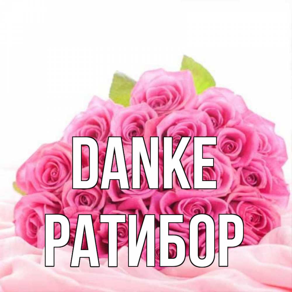 Открытка на каждый день с именем, Ратибор Danke розовые розы с подписью Прикольная открытка с пожеланием онлайн скачать бесплатно 