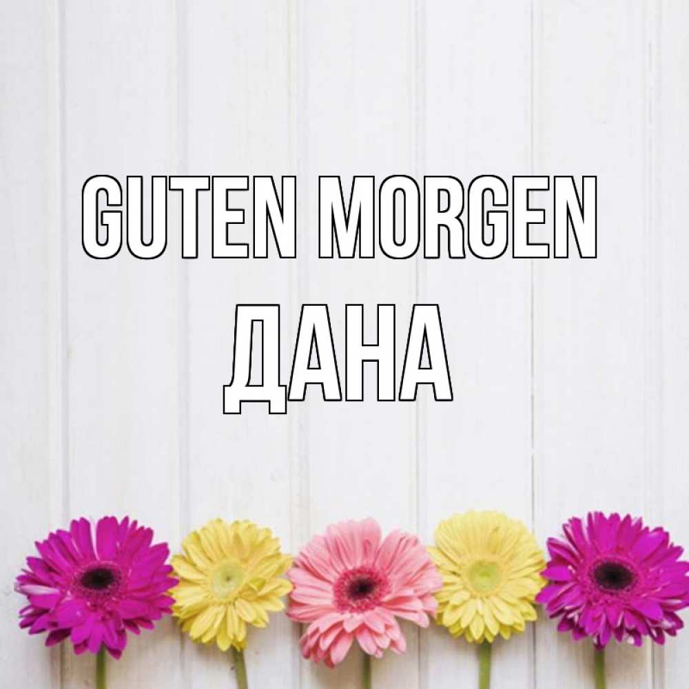Открытка на каждый день с именем, Дана Guten Morgen красный желтый и розовый цветок Прикольная открытка с пожеланием онлайн скачать бесплатно 