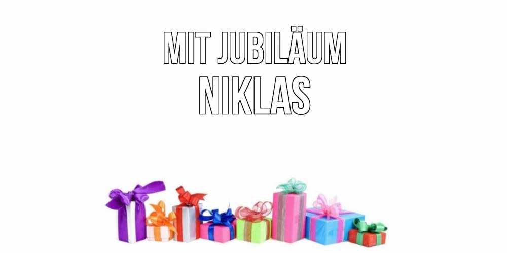 Открытка на каждый день с именем, Niklas Mit Jubiläum Коробка, Прикольная открытка с пожеланием онлайн скачать бесплатно 