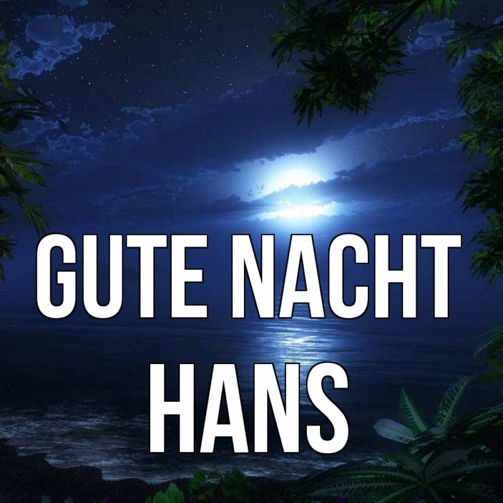 Открытка на каждый день с именем, Hans Gute Nacht тропический остров Прикольная открытка с пожеланием онлайн скачать бесплатно 