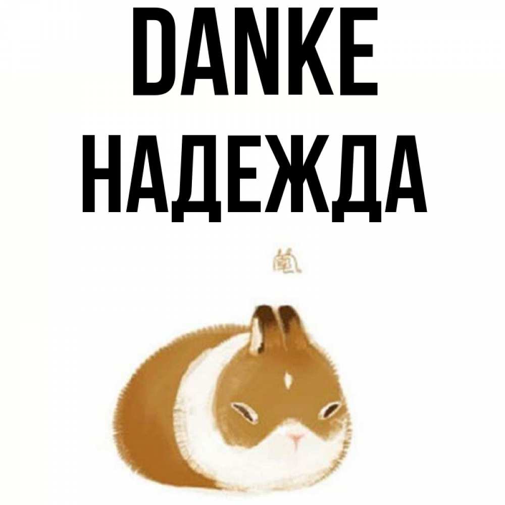 Открытка на каждый день с именем, Надежда Danke коричнево белый домашний питомец Прикольная открытка с пожеланием онлайн скачать бесплатно 