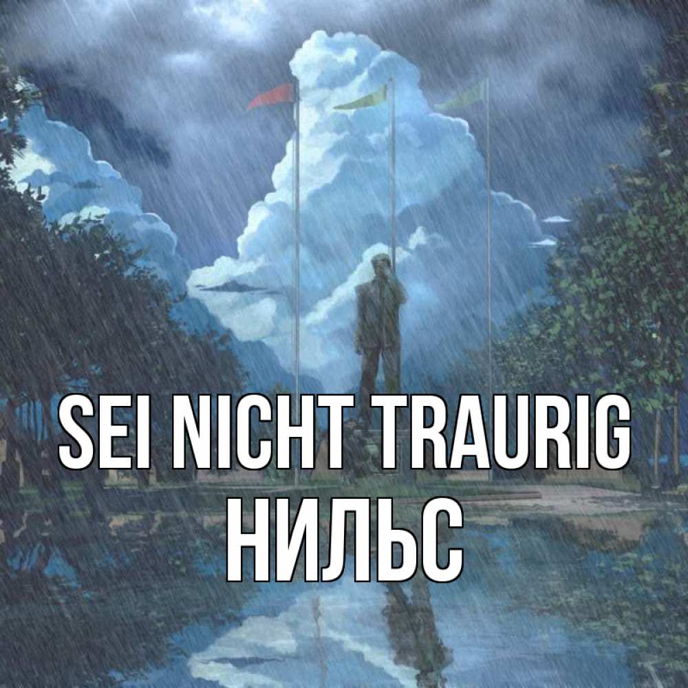 Открытка на каждый день с именем, Нильс Sei nicht traurig небо и флаги Прикольная открытка с пожеланием онлайн скачать бесплатно 