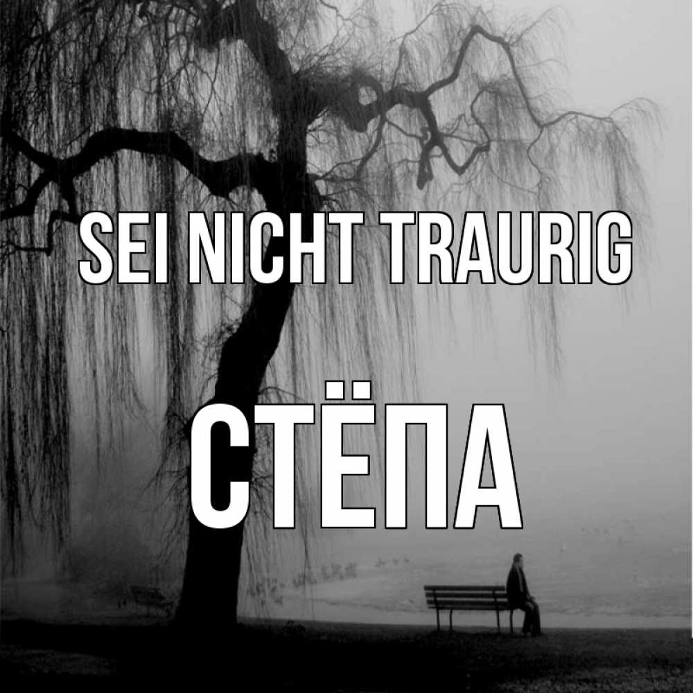 Открытка на каждый день с именем, Стёпа Sei nicht traurig висящие ветки дерева и лавочка под деревом Прикольная открытка с пожеланием онлайн скачать бесплатно 