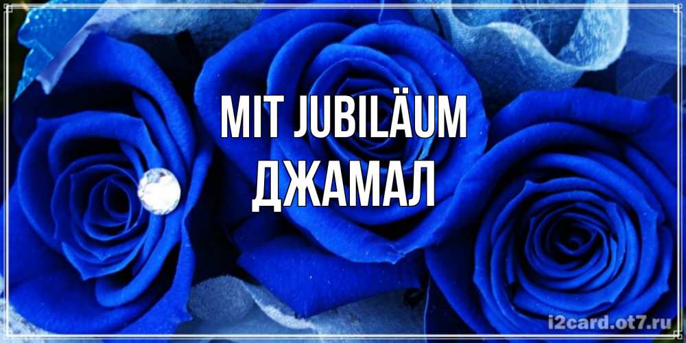 Открытка на каждый день с именем, Джамал Mit Jubiläum синие розы в росе Прикольная открытка с пожеланием онлайн скачать бесплатно 