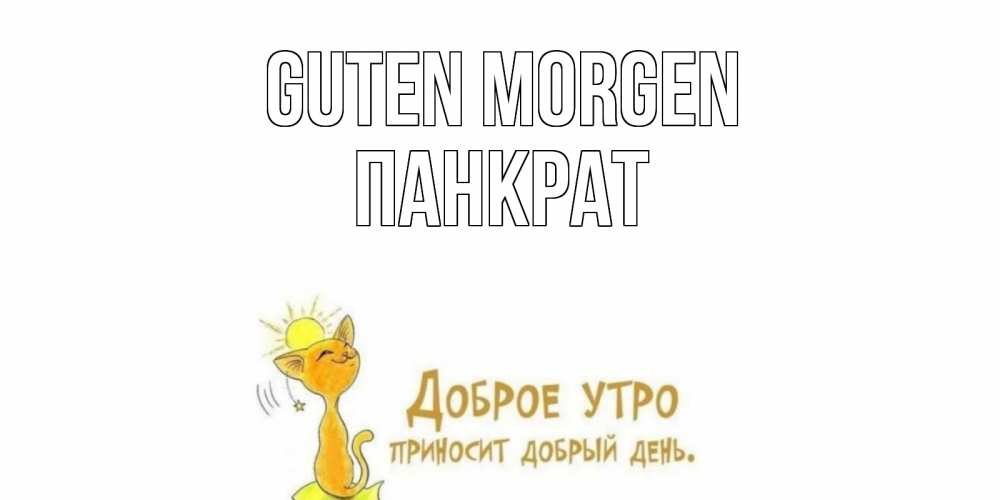 Открытка на каждый день с именем, Панкрат Guten Morgen кот, солнце Прикольная открытка с пожеланием онлайн скачать бесплатно 