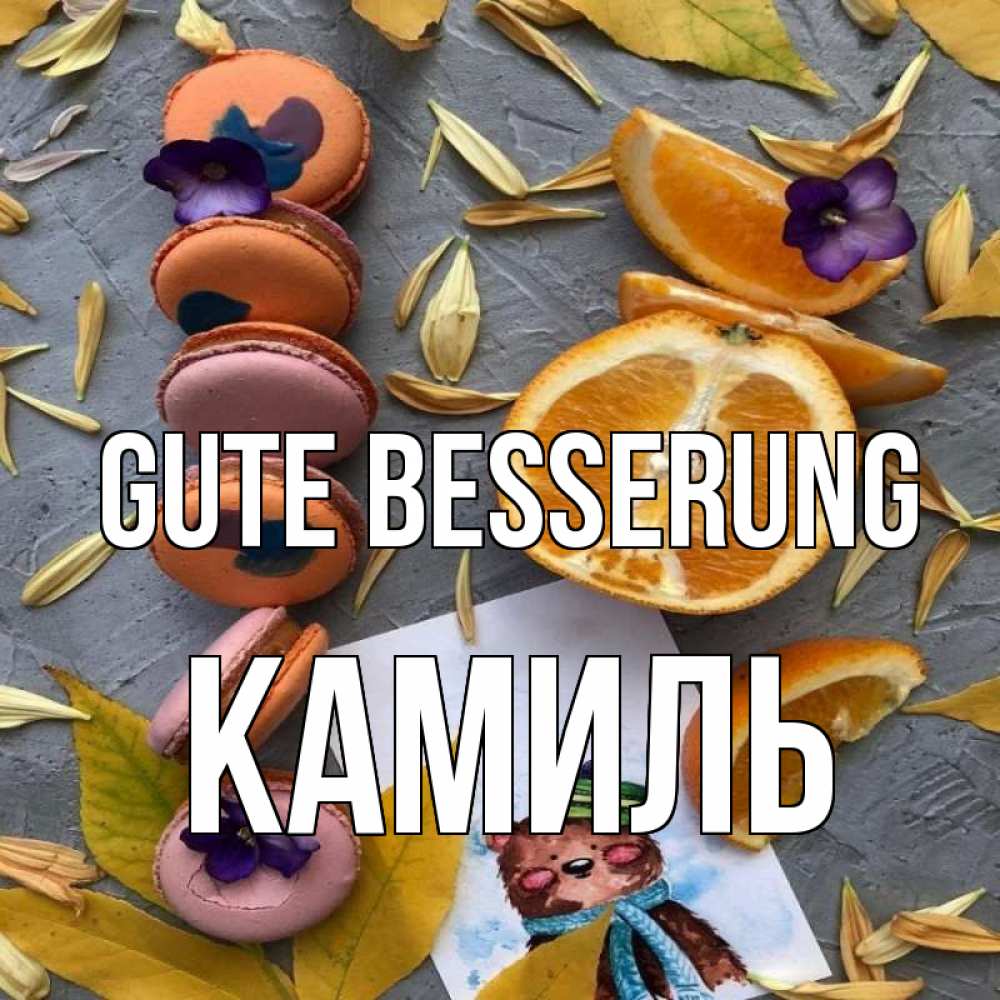 Открытка на каждый день с именем, Камиль Gute Besserung не болейте Прикольная открытка с пожеланием онлайн скачать бесплатно 