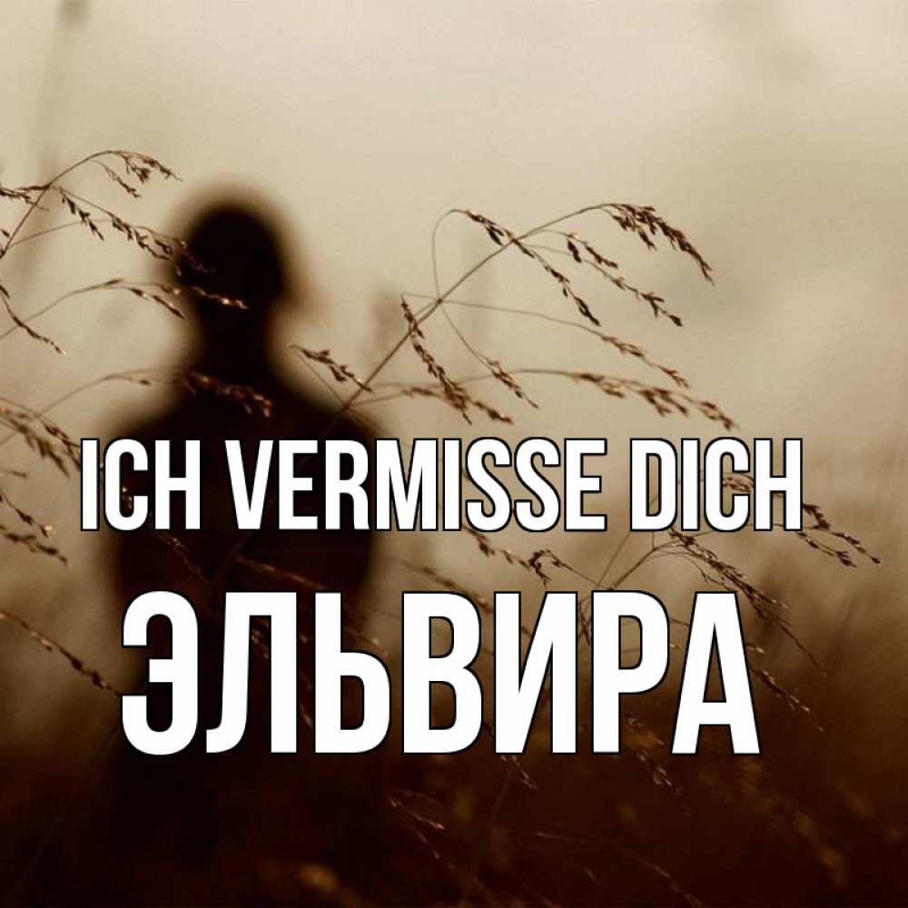 Открытка на каждый день с именем, Эльвира Ich vermisse dich силуэт девушки Прикольная открытка с пожеланием онлайн скачать бесплатно 