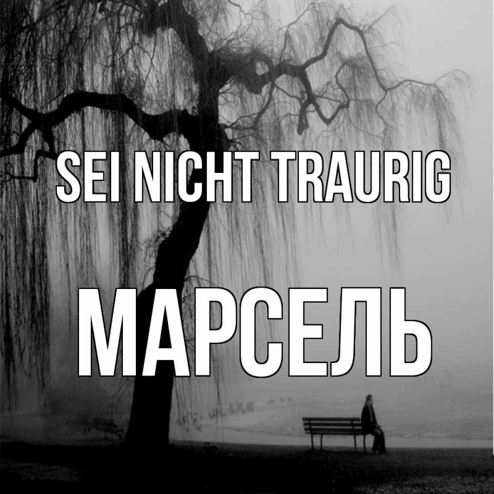 Открытка на каждый день с именем, Марсель Sei nicht traurig висящие ветки дерева и лавочка под деревом Прикольная открытка с пожеланием онлайн скачать бесплатно 
