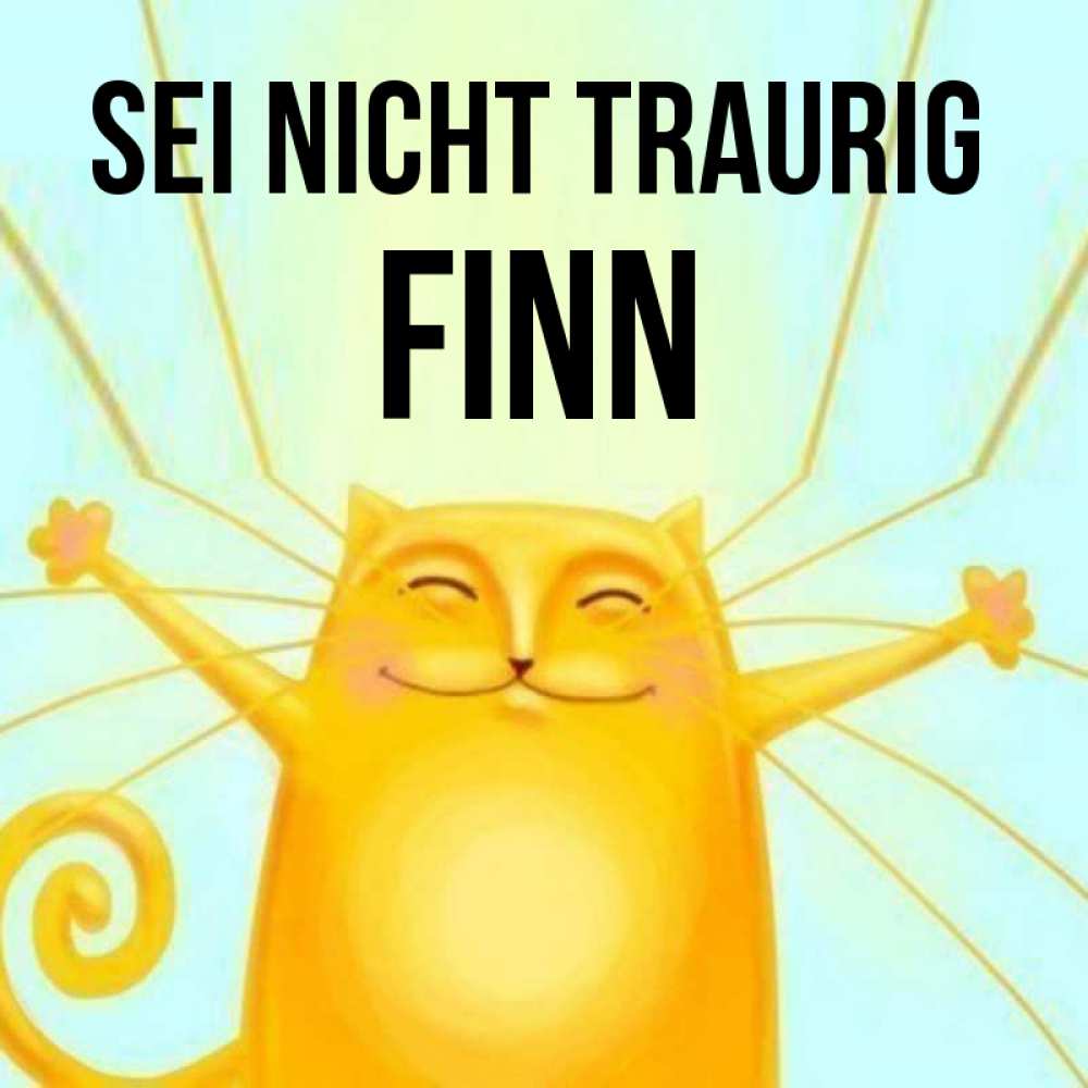 Открытка на каждый день с именем, Finn Sei nicht traurig обнимашки усатые Прикольная открытка с пожеланием онлайн скачать бесплатно 