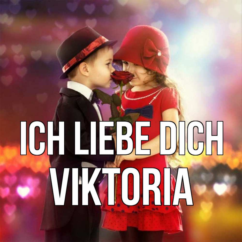Открытка на каждый день с именем, Viktoria Ich liebe dich черное и красное и роза Прикольная открытка с пожеланием онлайн скачать бесплатно 