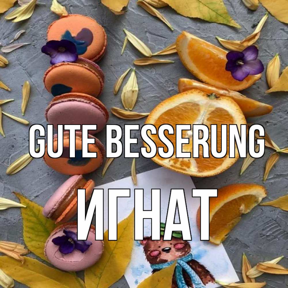 Открытка на каждый день с именем, Игнат Gute Besserung не болейте Прикольная открытка с пожеланием онлайн скачать бесплатно 