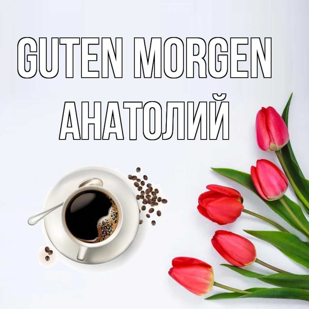 Открытка на каждый день с именем, Анатолий Guten Morgen красное блюдце Прикольная открытка с пожеланием онлайн скачать бесплатно 