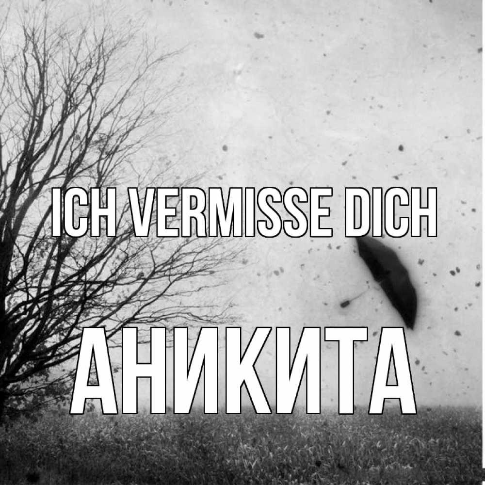Открытка на каждый день с именем, Аникита Ich vermisse dich зонт летит Прикольная открытка с пожеланием онлайн скачать бесплатно 