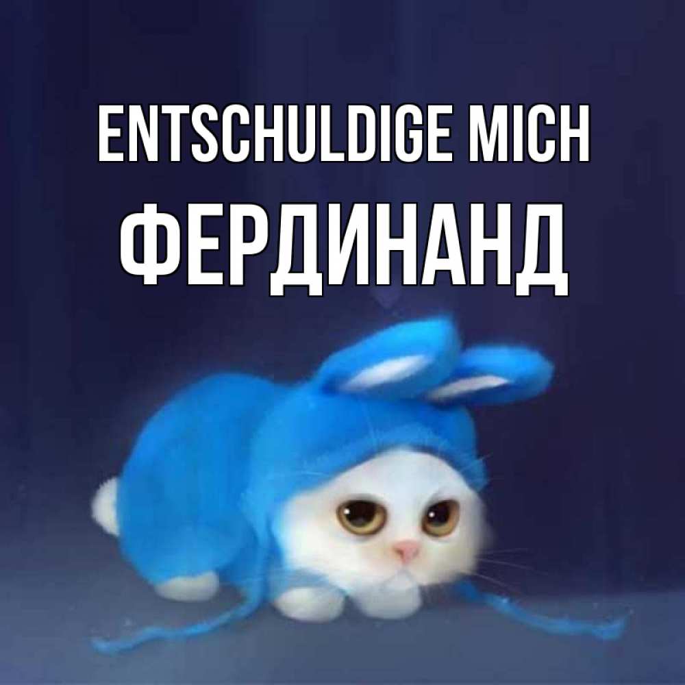 Открытка на каждый день с именем, Фердинанд Entschuldige mich невинный котозай просит прощения Прикольная открытка с пожеланием онлайн скачать бесплатно 