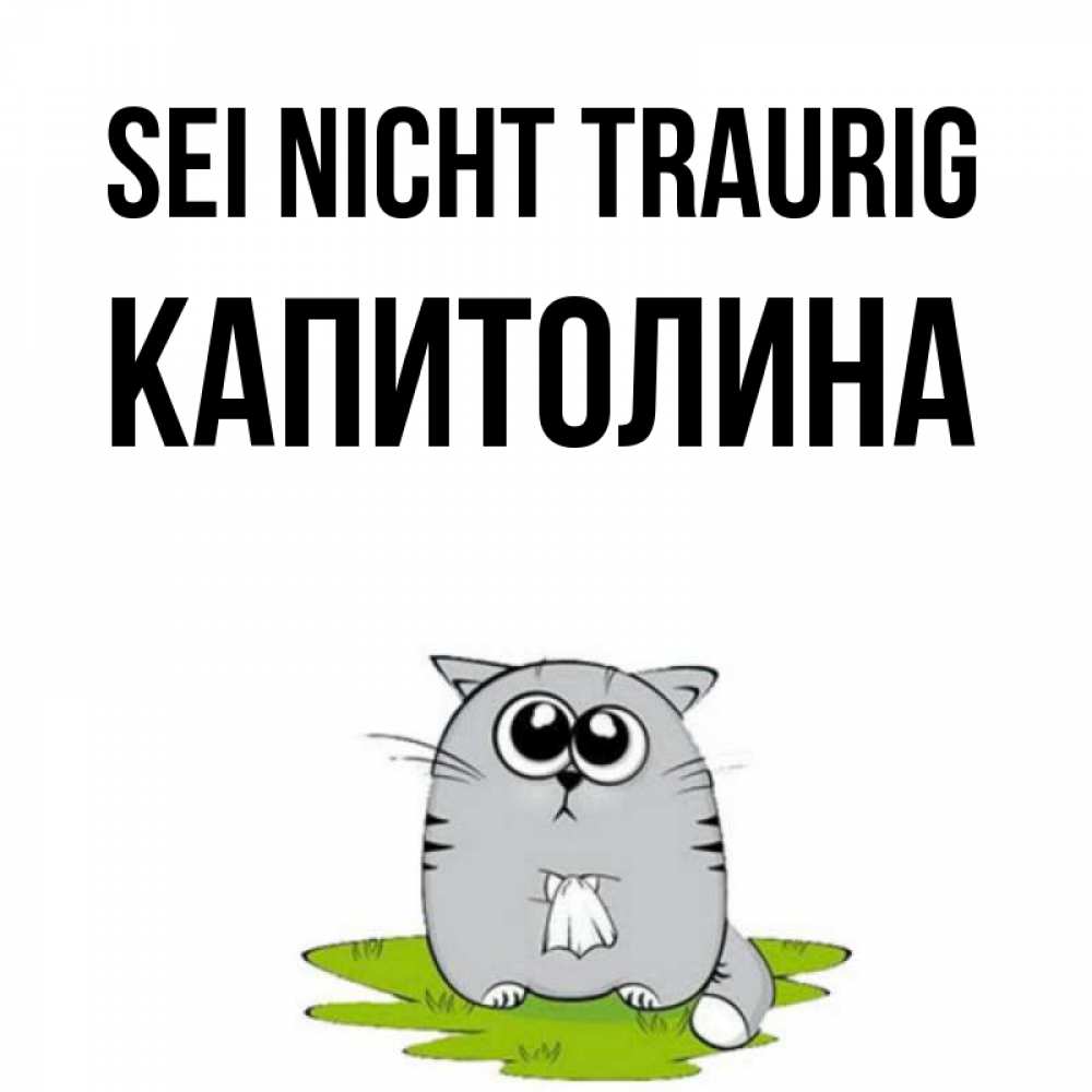 Открытка на каждый день с именем, Капитолина Sei nicht traurig грустный котяра Прикольная открытка с пожеланием онлайн скачать бесплатно 