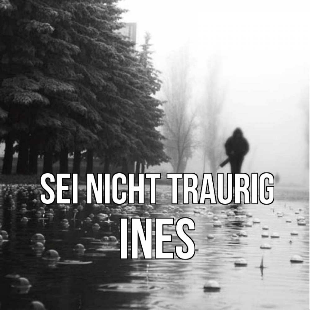 Открытка на каждый день с именем, Ines Sei nicht traurig улица под дождем Прикольная открытка с пожеланием онлайн скачать бесплатно 