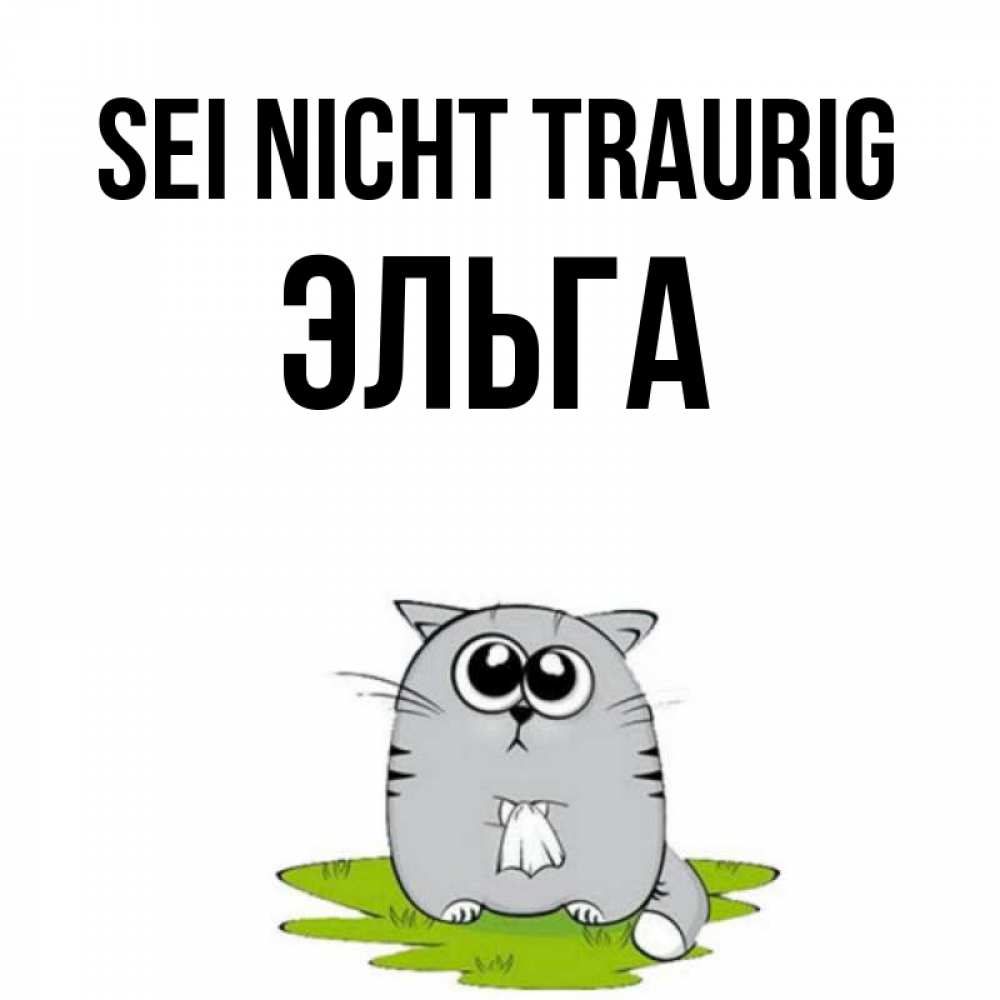 Открытка на каждый день с именем, Эльга Sei nicht traurig грустный котяра Прикольная открытка с пожеланием онлайн скачать бесплатно 