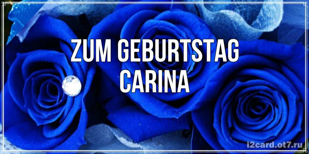 Открытка на каждый день с именем, Carina Zum Geburtstag синие розы в росе Прикольная открытка с пожеланием онлайн скачать бесплатно 