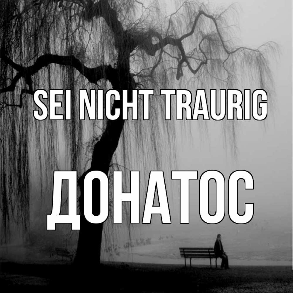 Открытка на каждый день с именем, Донатос Sei nicht traurig висящие ветки дерева и лавочка под деревом Прикольная открытка с пожеланием онлайн скачать бесплатно 