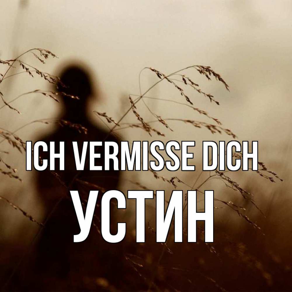Открытка на каждый день с именем, Устин Ich vermisse dich силуэт девушки Прикольная открытка с пожеланием онлайн скачать бесплатно 