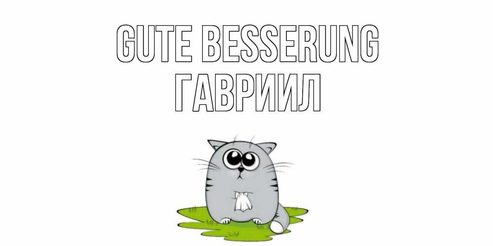 Открытка на каждый день с именем, Гавриил Gute Besserung кот и открытки про выздоровление Прикольная открытка с пожеланием онлайн скачать бесплатно 