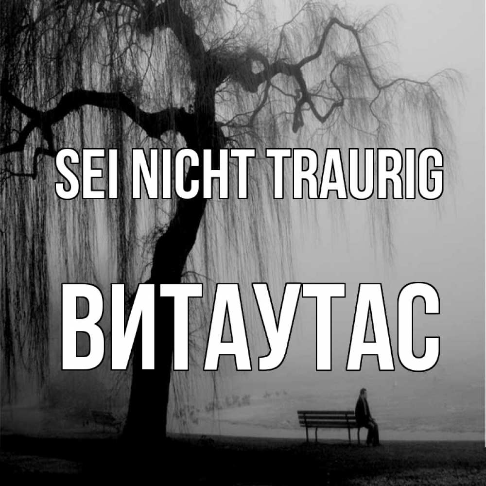 Открытка на каждый день с именем, Витаутас Sei nicht traurig висящие ветки дерева и лавочка под деревом Прикольная открытка с пожеланием онлайн скачать бесплатно 