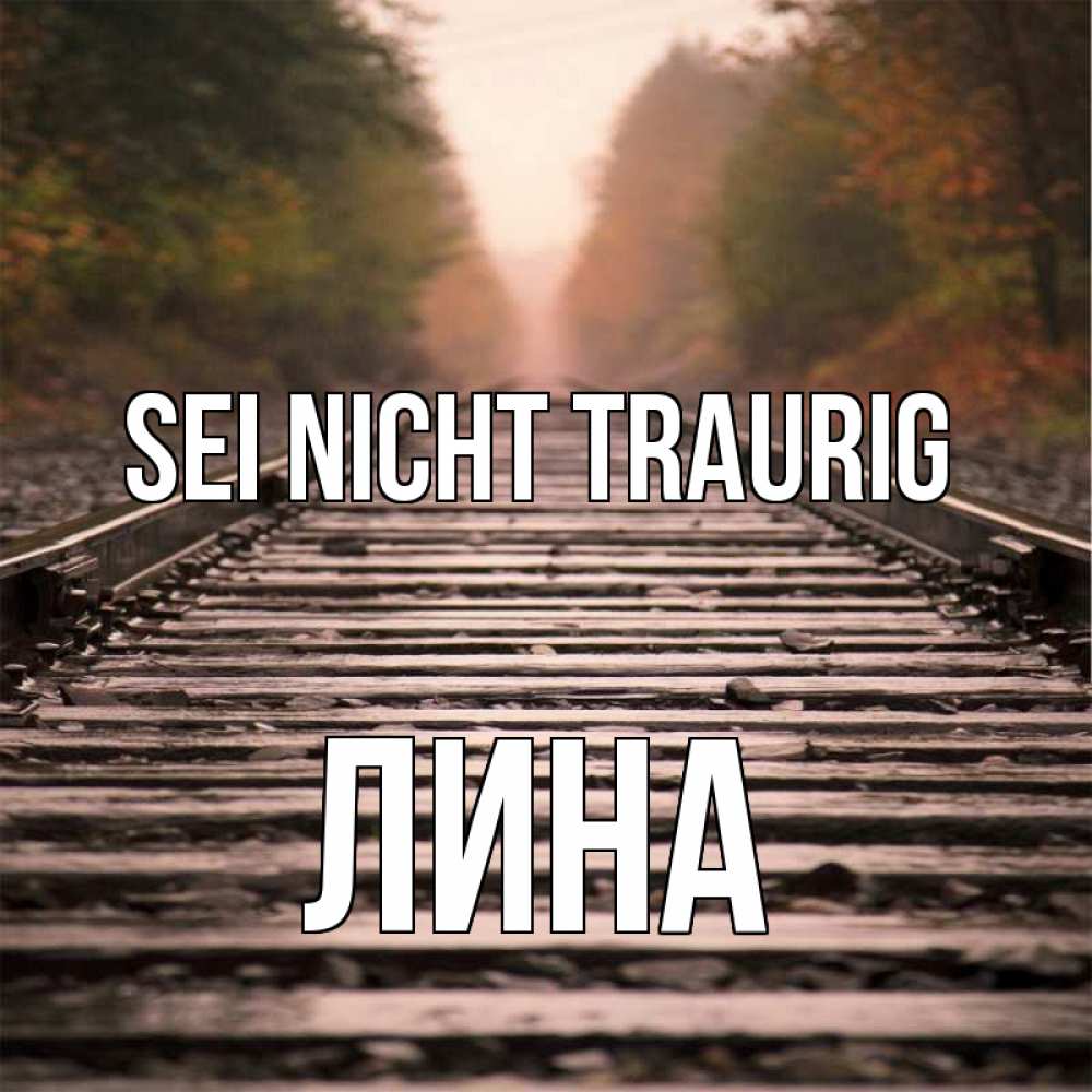 Открытка на каждый день с именем, Лина Sei nicht traurig лес и железная дорога Прикольная открытка с пожеланием онлайн скачать бесплатно 