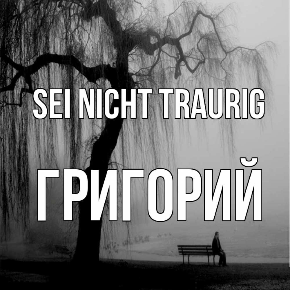 Открытка на каждый день с именем, Григорий Sei nicht traurig висящие ветки дерева и лавочка под деревом Прикольная открытка с пожеланием онлайн скачать бесплатно 