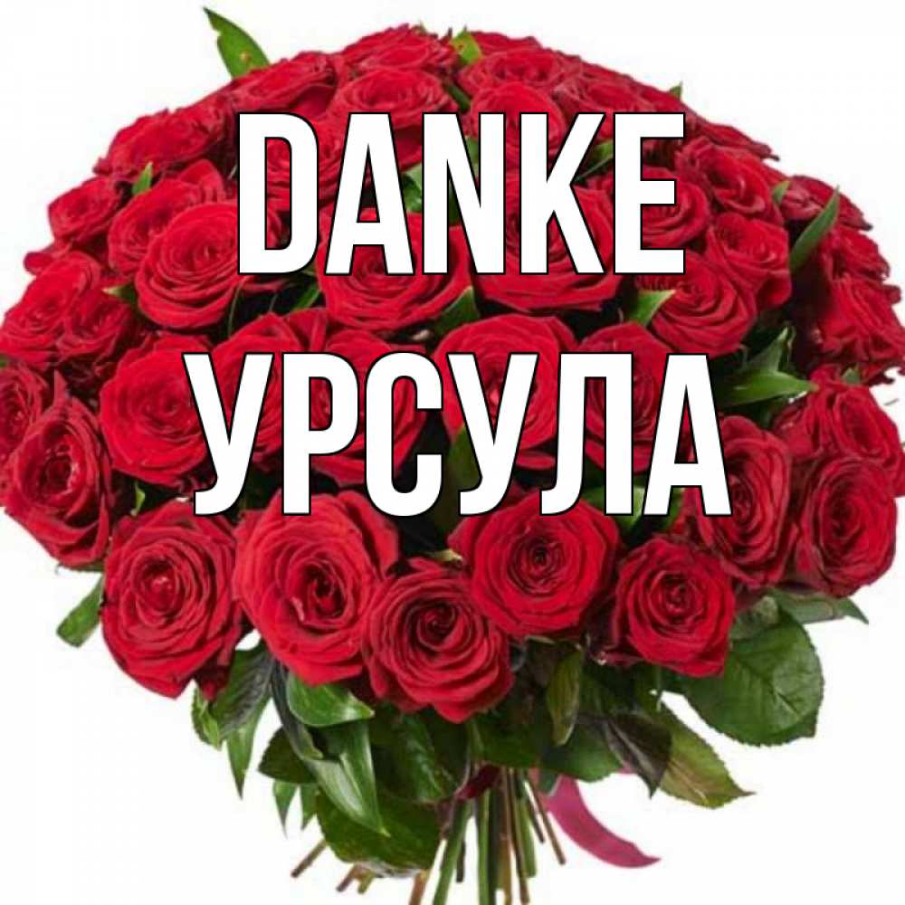 Открытка на каждый день с именем, Урсула Danke букет красных роз Прикольная открытка с пожеланием онлайн скачать бесплатно 