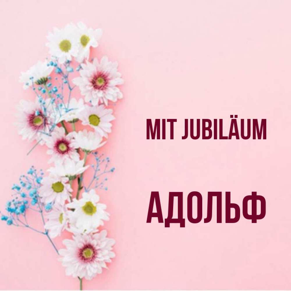 Открытка на каждый день с именем, Адольф Mit Jubiläum Родная моя с днем рождения тебя картинка с цветами белыми и голубыми Прикольная открытка с пожеланием онлайн скачать бесплатно 