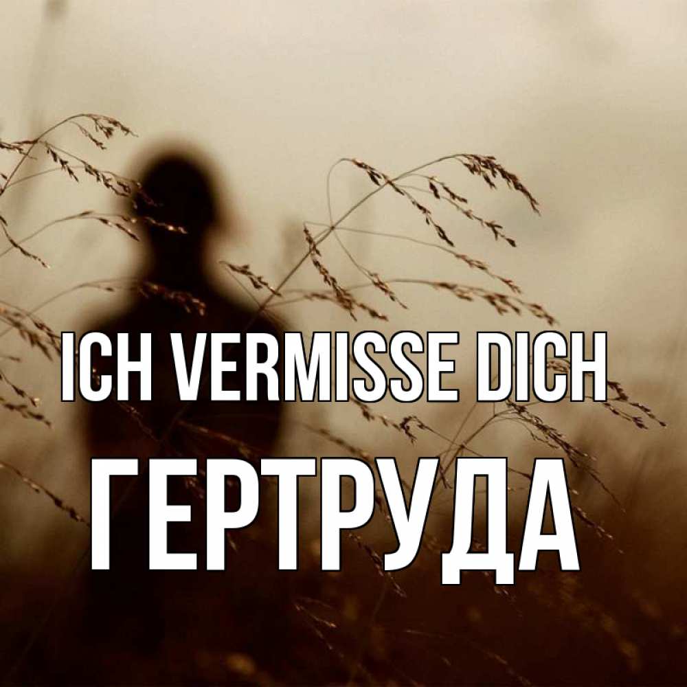Открытка на каждый день с именем, Гертруда Ich vermisse dich силуэт девушки Прикольная открытка с пожеланием онлайн скачать бесплатно 