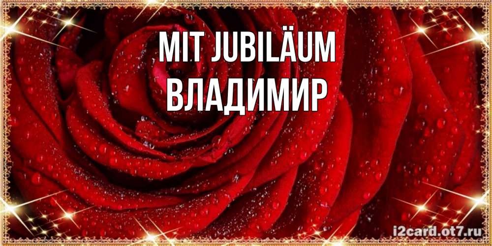 Открытка на каждый день с именем, Владимир Mit Jubiläum роса на розе блестящая в лучах солнца Прикольная открытка с пожеланием онлайн скачать бесплатно 
