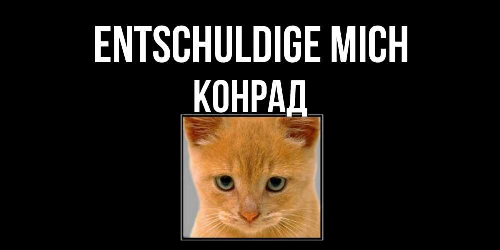 Открытка на каждый день с именем, Конрад Entschuldige mich рыжий грустный кот просит прощения Прикольная открытка с пожеланием онлайн скачать бесплатно 