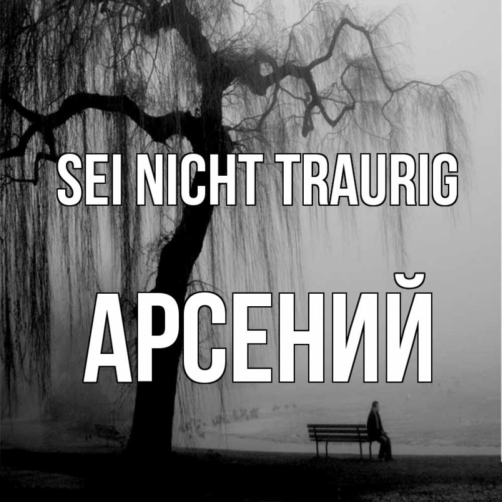 Открытка на каждый день с именем, Арсений Sei nicht traurig висящие ветки дерева и лавочка под деревом Прикольная открытка с пожеланием онлайн скачать бесплатно 