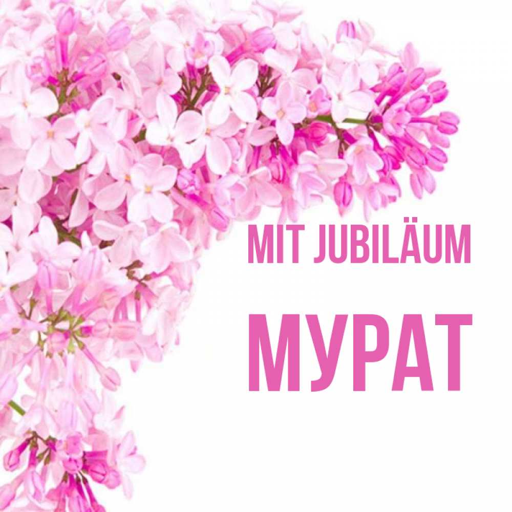 Открытка на каждый день с именем, Мурат Mit Jubiläum Сирень на белом фоне Прикольная открытка с пожеланием онлайн скачать бесплатно 