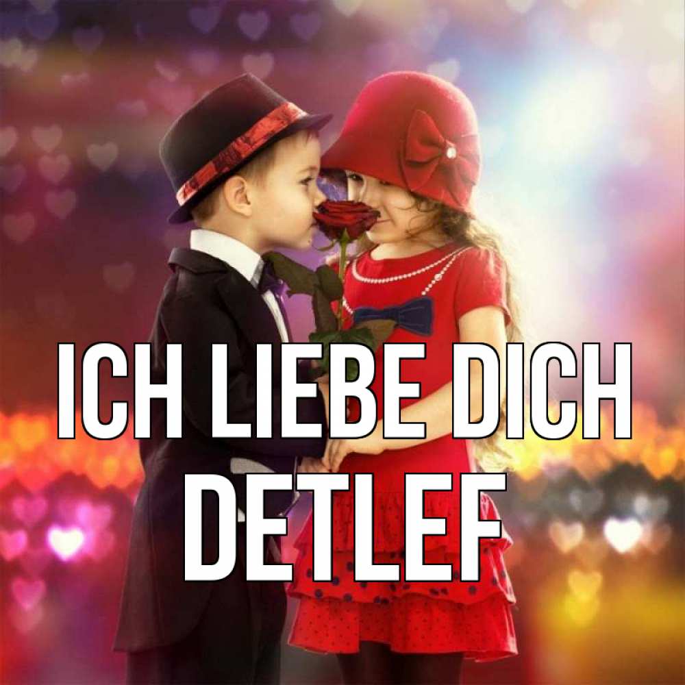 Открытка на каждый день с именем, Detlef Ich liebe dich черное и красное и роза Прикольная открытка с пожеланием онлайн скачать бесплатно 