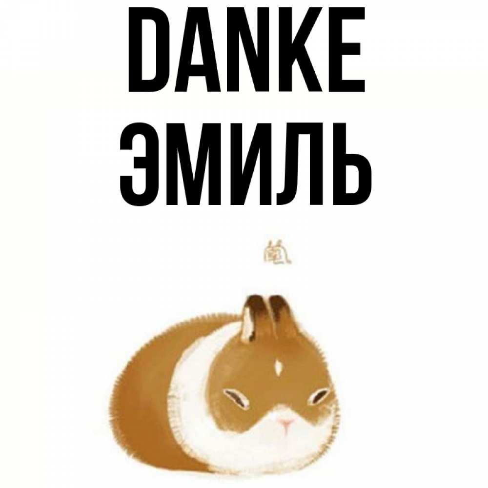 Открытка на каждый день с именем, Эмиль Danke коричнево белый домашний питомец Прикольная открытка с пожеланием онлайн скачать бесплатно 