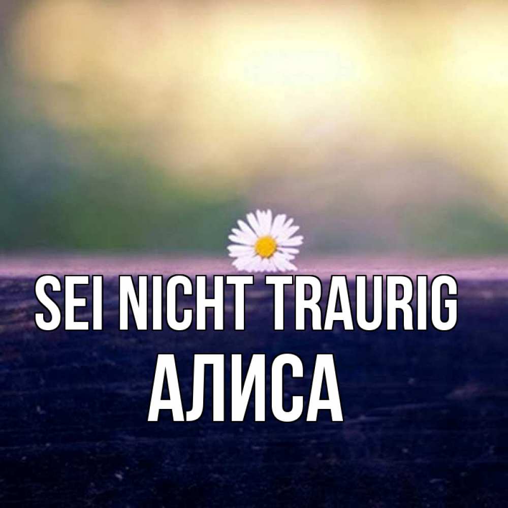 Открытка на каждый день с именем, Алиса Sei nicht traurig красота Прикольная открытка с пожеланием онлайн скачать бесплатно 