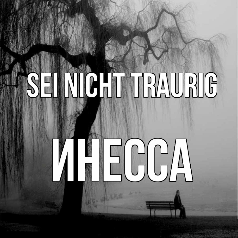 Открытка на каждый день с именем, Инесса Sei nicht traurig висящие ветки дерева и лавочка под деревом Прикольная открытка с пожеланием онлайн скачать бесплатно 