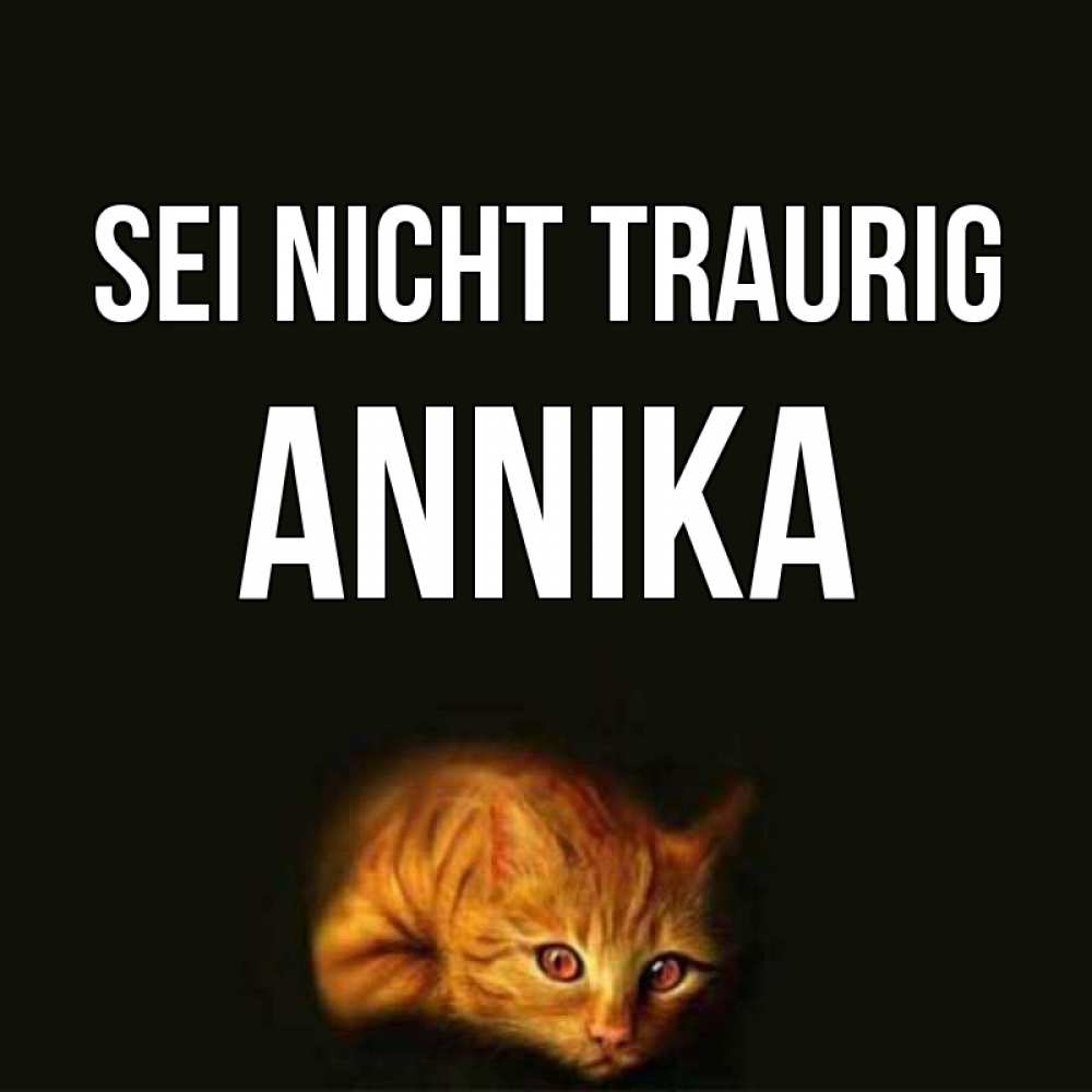 Открытка на каждый день с именем, Annika Sei nicht traurig лежащий кот в темноте Прикольная открытка с пожеланием онлайн скачать бесплатно 