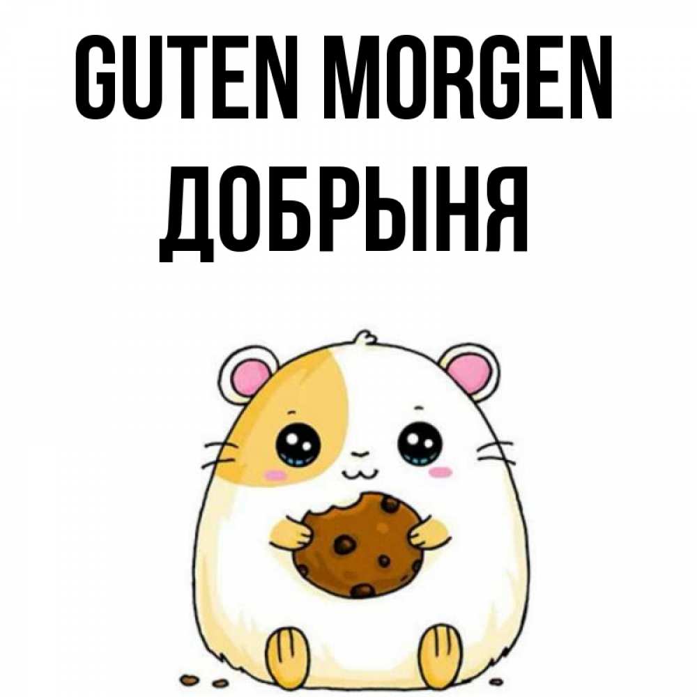 Открытка на каждый день с именем, Добрыня Guten Morgen есть печеньку. Утречко Прикольная открытка с пожеланием онлайн скачать бесплатно 