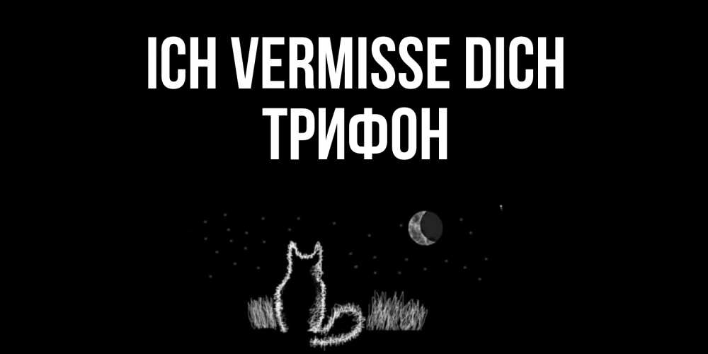 Открытка на каждый день с именем, Трифон Ich vermisse dich кот Прикольная открытка с пожеланием онлайн скачать бесплатно 